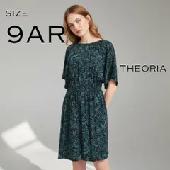 【極美品】THEORIAセオリア しまむら レーヨン製 とろみ ウエストシャーリング ボタニカルリーフ柄ワンピース M ティールグリーン 青緑 【古着】【中古】【送料無料】のサムネイル
