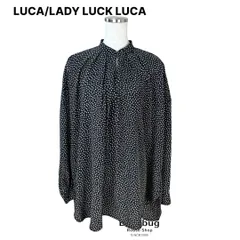 LUCA/LADY LUCK LUCA　レディラックルカ　バンドカラーさらさらブラウス　長袖　プリントブラウス　ボリュームブラウス　プルオーバーブラウス　黒のサムネイル