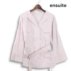 【新品 未使用】 ensuite エンスウィート 春夏 麻 リネン混★ ベルト付き サファリ ジャケット Sz.2 レディースのサムネイル