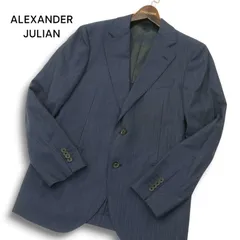 ALEXANDER JULIAN アレキサンダージュリアン 春夏 伊製生地 FINTES★ ストライプ テーラード ジャケット Sz.A5 メンズ 紺のサムネイル