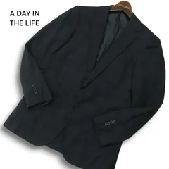 A DAY IN THE LIFE ユナイテッドアローズ 春夏 背抜き★ チェック柄 アンコン テーラード ジャケット Sz.44 メンズ 紺