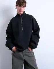 トップマン メンズ アウター パーカー・スウェット ハーフジップ スタンドネック スウェット シャツ スキューバ Topman half zip funnel neck pullover sweatsのサムネイル
