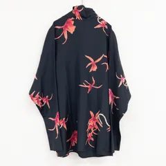 KENZO ケンゾー ブラウス ハイネック 花柄 総柄 バックリボン シルク ブラック レッド フランス製 レディース 42 b01441のサムネイル