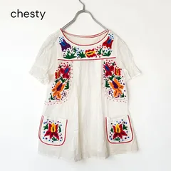 chesty チェスティ メキシカン チュニック ブラウス 刺繍 花柄 ホワイト 日本製のサムネイル