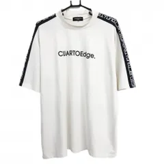 【美品】クアルトユナイテッド 半袖ハイネックシャツ 白×黒 袖英字柄 EDGE  メンズ XXL ゴルフウェア CUARTO UNITEDのサムネイル
