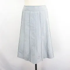 ニューヨーカー NEWYORKER KAZZOC スカート ボトムス ミモレ丈 フレア 斜めストライプ S ネイビー×ホワイト ※EKM