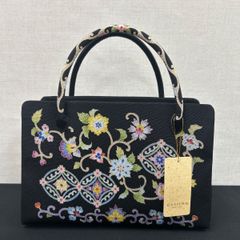 美品 OKAJIMA 岡重 ハンドバッグ フォーマル 花柄 自立 シルク 激レア