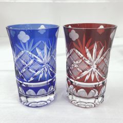 切子タンブラー グラス 3客セット 青 赤 紫 日本酒 焼酎用 - メルカリ