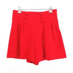 セシルマクビー CECIL McBEE パンツ ボトムス キュロット ショート丈 タック ストレッチ M レッド ※EKM