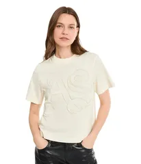 オールセインツ レディース トップス シャツ AllSaints Lisa Embos Tee Pebble White ホワイトのサムネイル