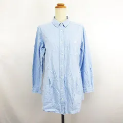 クロコダイル CROCODILE シャツ チュニック 長袖 ロゴ コットン L サックス ※EKMのサムネイル