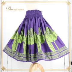 フラダンス 衣装 TUTUVI ツツビ パウスカート パープル系 花柄 植物柄 ハワイアンプリント ハワイアンダンス グリーン系 紫 黄緑 ハワイアン アロハ フラ ダンス レッスン 練習 シングル スカート フレア 華やか 鮮やか かわいい おしゃれ 上品のサムネイル