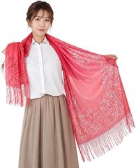 그린 파키라 숄 결혼식 레이디스 대형 레이스 스톨 봄 여름 가을 겨울 포멀 파티 겉옷 꽃무늬 얇은 품위 높은 보이는 우아한 드레스 불려 졸업식 발표회 2차회 (카멜리아, 폭 65cmx 세로 20