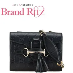    中古 グッチ グッチシマ エミリー ホースビット 斜め掛け チェーン ショルダーバッグ 369622 レザー ABランク ブラック レディース GUCCI 【送料無料】【三田店】のサムネイル