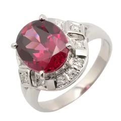 ジュエリー JEWELRY リング・指輪 ガーネット リング ｶﾞ-ﾈｯﾄ 6.2g #11 Pt900プラチナ ダイヤモンド ガ-ネット リング レディース Used Aのサムネイル