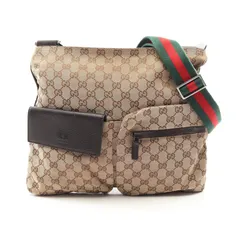 グッチ GUCCI ショルダーバッグ GGキャンバス シェリーライン 169937 ベージュ/ダークブラウン キャンバス レザー シェリーライン ショルダーバッグ ユニセックス