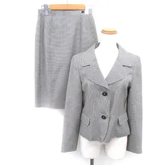 クレージュ courreges セットアップ スーツ 上下 ジャケット 千鳥格子 タイト スカート ひざ丈 9AR ブラック ホワイト 黒 白 /TT ■ECD004のサムネイル