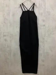 Thevon ゼヴォン 縦長ライン リラックス ホルターネック ナローキャミ ワンピース sizeS/黒 ■◆ レディース