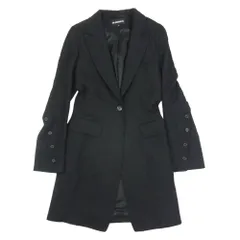 ANN DEMEULEMEESTER アンドゥムルメステール 4201 M 352-21-65015 ウール AMFステッチ 本開き スリーブボタン テーラード ロング ジャケット コート ブラック系 36【中古】のサムネイル