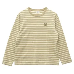 MAISON KITSUNE メゾンキツネ PM00122KJ0044 Fox Head Striped Long Sleeve T-Shirt ワンポイント 刺繍 ボーダー カットソー ベージュ系 M【中古】のサムネイル