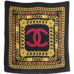    中古 シャネル 大判スカーフ ココマーク チェーンベルト ABランク ブラック シルク CHANEL 【送料無料】【西神店】のサムネイル