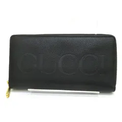     中古 グッチ 長財布 ジップアラウンドウォレット ABランク 658691 ロゴエンボス ブラック 黒 【送料無料】【名谷店】
