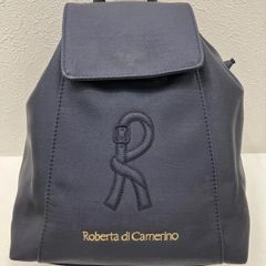 ロベルタディカメリーノ リュック ネイビー 赤 ロゴ刺繍 バイカラー