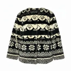 Ae27 KENZO ケンゾー ラパンファー ジャケット ノーカラーコート ノルディック柄  FREE ブラック アイボリー レディース 女性服u02tのサムネイル