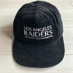 希少 80s LOS ANGELES RAIDERS WORLD CHAMPIONS ロサンゼルス レイダース コーデュロイ 帽子 キャップ フリーサイズ 黒 vintage ヴィンテージのサムネイル