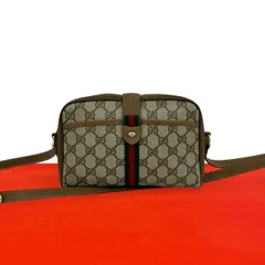 極 美品 GUCCI グッチ オールドグッチ ヴィンテージ シェリーライン GG ロゴ 金具 レザー 本革 ショルダーバッグ ブラウン 427-9