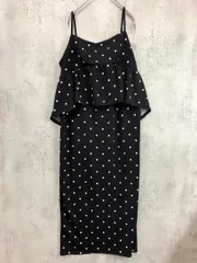 美品 GeeRA ジーラ 細見え ペプラムキャミ ワンピース sizeL/黒系ドット ■◇ レディース