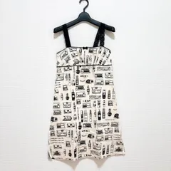 MARY QUANT LONDON マリークワント マリクワ キャミソール ワンピース コスメ柄 レース リボン 白 黒 レディース M 日本製 Y2K 平成ギャル グランジのサムネイル