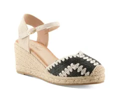 アズーラ レディース シューズ サンダル AzuraAdrina Espadrille Wedge Sandal BlackWhite ホワイトのサムネイル