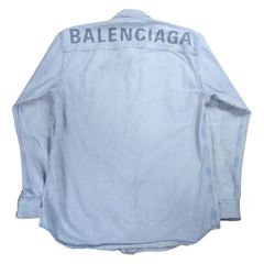 BALENCIAGA バックロゴ デニムシャツ ライトブルー 39 - メルカリ