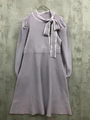 tocco closet トッコクローゼット 配色ライン入りサイドボウタイリボン付き ニット ワンピース sizeM/パープル ■◇ レディースのサムネイル
