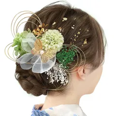 かすみ草 プリザーブドフラワー あじさい 振袖 袴 ヘアアクセサリー 着物 和装 水引 結婚式 卒業式 専用ケース付き 和装小物 成人式 HD100 髪飾り