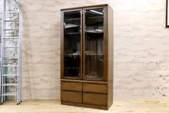 GMJK128○karimoku / カリモク 本棚 書棚 飾り棚 ブックシェルフ キャビネット 収納棚 ガラス扉 木製家具 国産家具のサムネイル