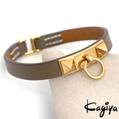 HERMES エルメス ミニ・リヴァル レザーブレスレット エトゥープ