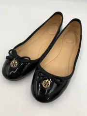 Tory Burch トリーバーチ リボン フラット パテント レザー バレエ シューズ size5.5/ブラック ■■ レディース