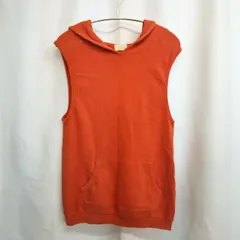 M1-03362 【Women】 Ungrid (アングリッド) ノースリーブ パーカー F(L相当) / オレンジ 首元、フードに色あせあり K-春秋のサムネイル
