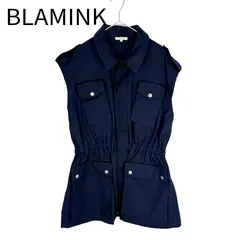 ブラミンク BLAMINK ジレ ネイビー リネン混 ミリタリーベストのサムネイル