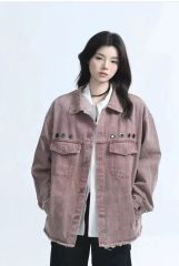アプワイザーリッシェ トラッドノーカラーデニムジャケット ピンクM