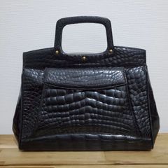 豪華JRAシャイニークロコダイル黒レザー トートバッグ総クロコダイル