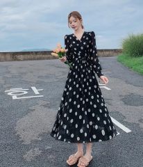 新品タグ付 グレースクラス フェザープリント シフォン ロング