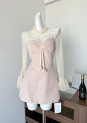 ꒰ 完売品 ꒱ lilLilly ジャカードバルーンワンピース ピンク 