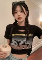 (海外配送) オーバーサイズ クロップド Tシャツ