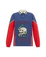 グッチ グラフィック スカル 刺繍 ロゴ ポロシャツ 長袖Tシャツ (m)のサムネイル