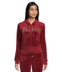 ジューシークチュール レディース アウター パーカー・スウェット Juicy Couture Classic Juicy Hoodie With Bling Redahlia レッドのサムネイル