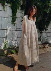 KAPITAL/リネン100％裾ふんわりノースリーブワンピ 両サイドデザイン