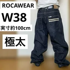 ROCAWEAR W38（実寸約100cm） 濃紺 バギーパンツ 極太 ロカウェア RN71258/CA03877 ヒップホップ ストリート ラップ ラッパー デニムパンツ ジーンズ ジーパンのサムネイル